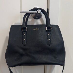 kate spade black pebbled leather satchel with gold hardware